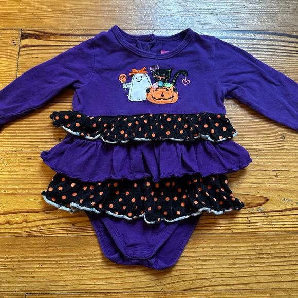 Good Lad purple Halloween long sleeve ruffle accent one piece bodysuit SIZE 18M - Picture 1 of 5